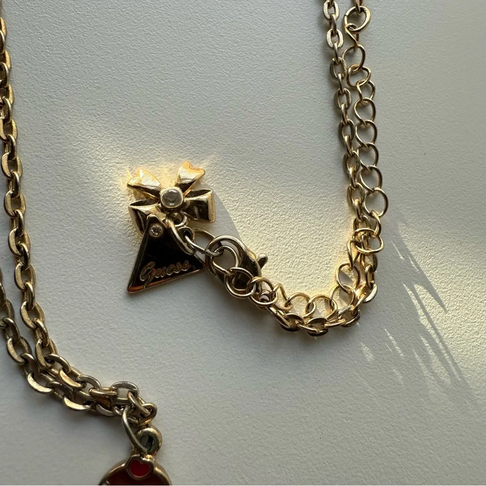 GUESS Girl's Gold-Tone Ice Cream Cone Pendant Pastel Necklace & Adjustable Ring🍦
